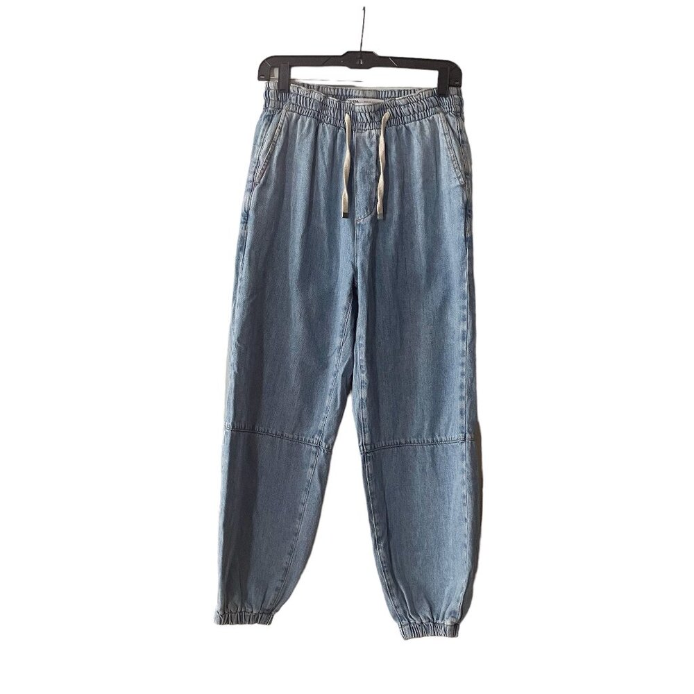 ZARA Drawstring Waistband Denim Jean Joggers Size Medium